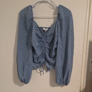 Elegant Blue Polka Dot Blouse